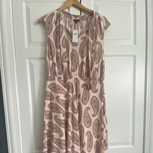 NWT Ann Taylor Paisley Chiffon DRESS Tie Neck Midi Size 8 Reg